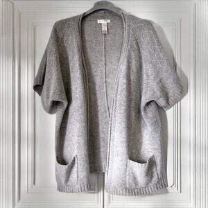 KENAR Vintage Lambswool Angora Open Front Knit Cardigan in Gray Size M